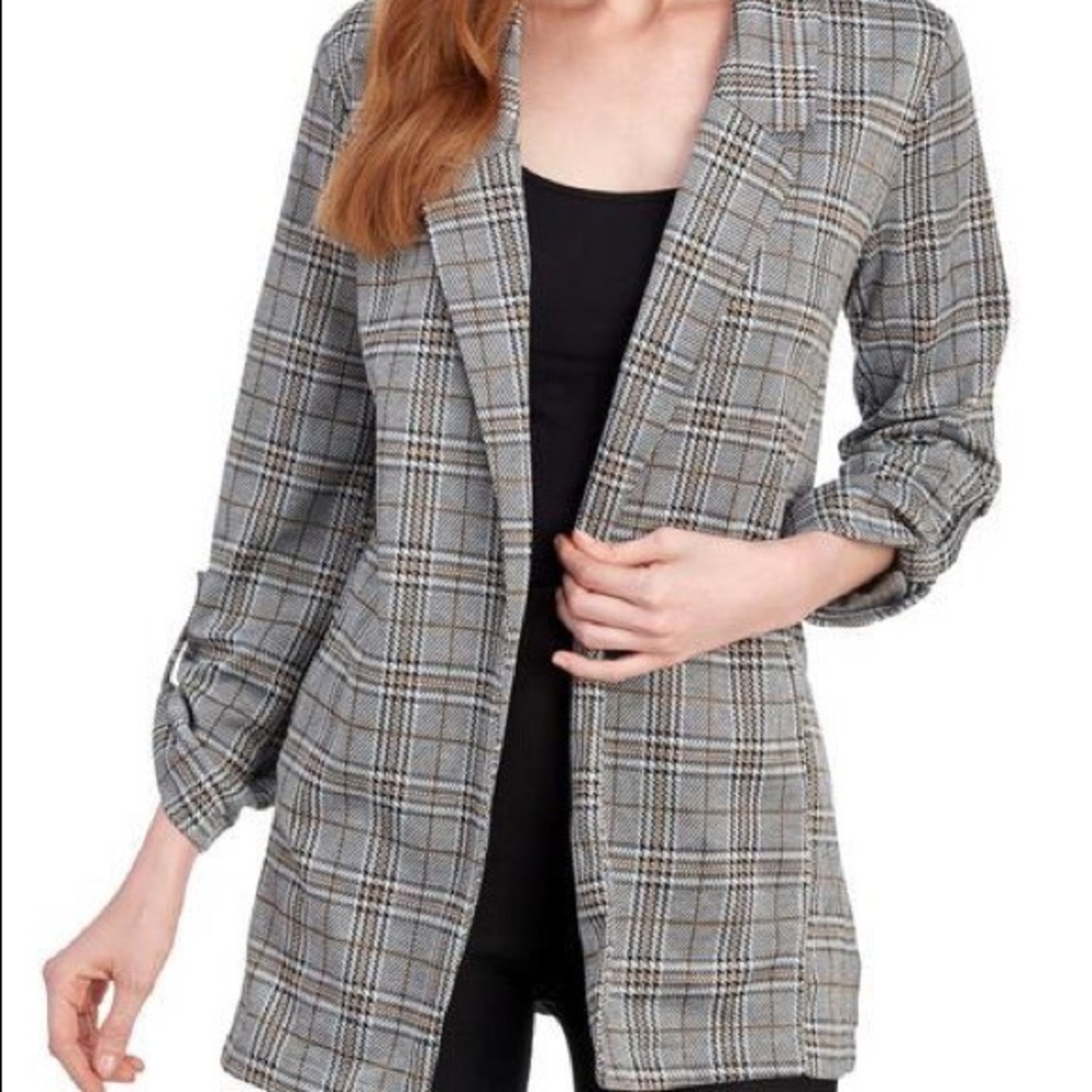 NWT LAPIS Open Plaid Jacket